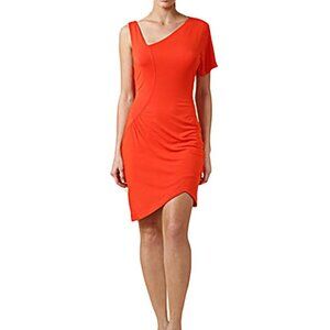 Ali Ro Women's Asymmetric Orange Red Jersey Party Dress Size 8